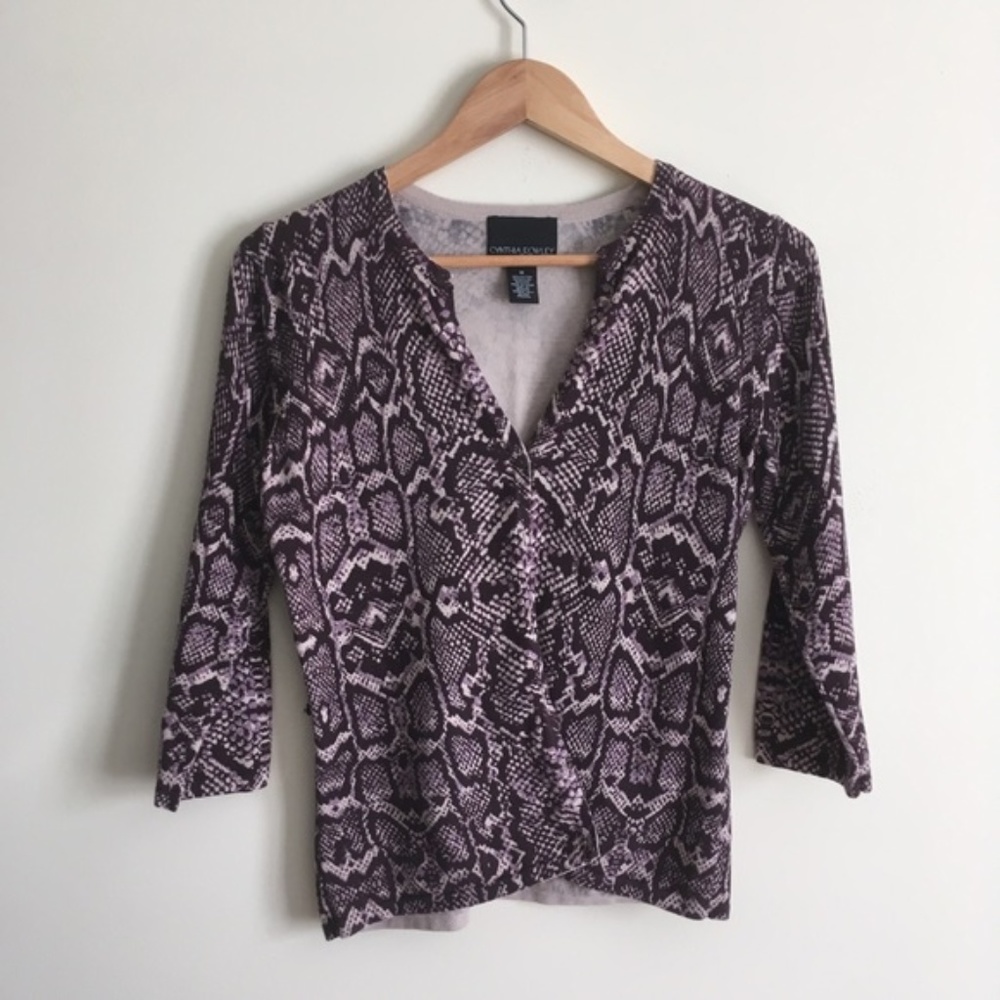 Cynthia Rowley | Violet Python Cardigan Sweater M - image 1